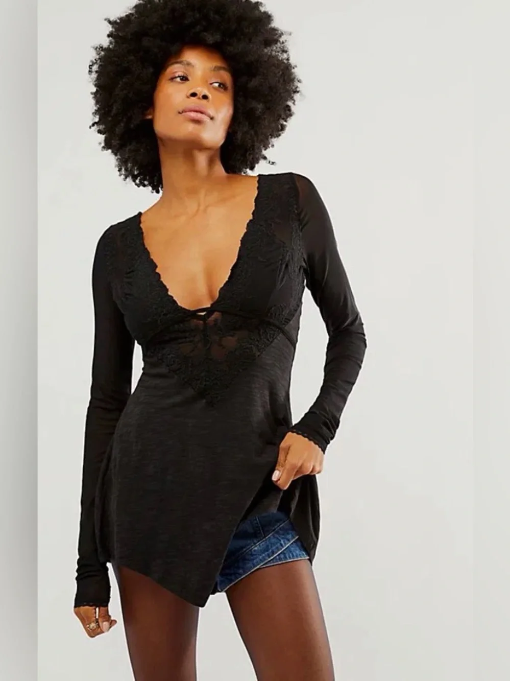 Free People Rendezvous Top in Black Combo